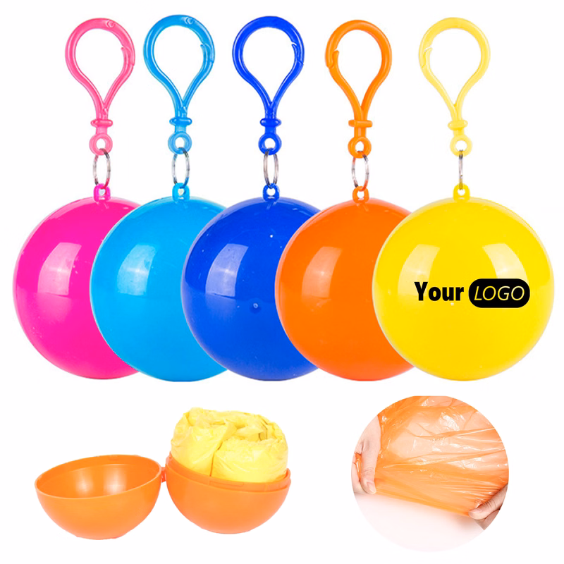 Polyethylene Keychain Ball Poncho Disposable Raincoat
