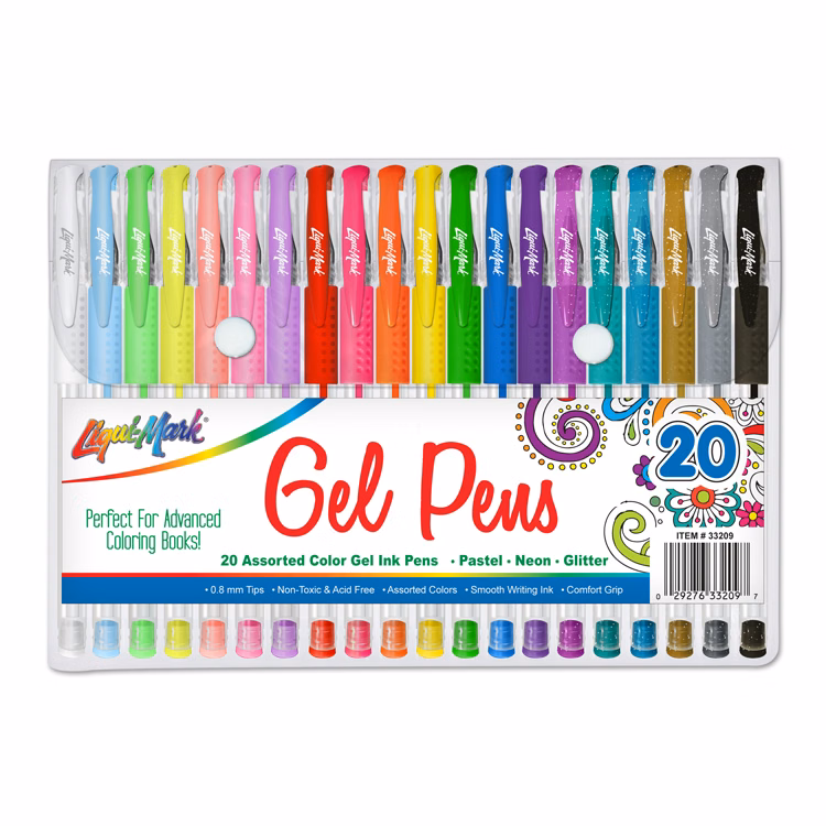 20ct Gel Pens with Rubber Grip
