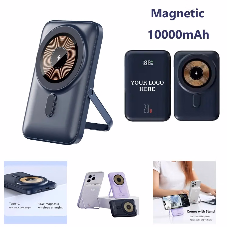 Slim & Portable 10000mAh Magnetic Power Bank  w/ Phone Stand