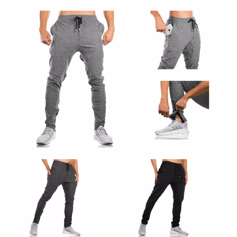 Mens Jogger Sport Pants, Casual Zipper Gym Workout Sweatpants Pockets
