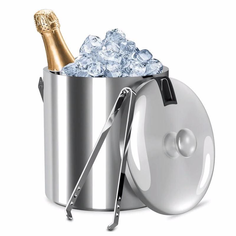 Double-Wall Stainless Steel Insulated Ice Bucket 1.3L