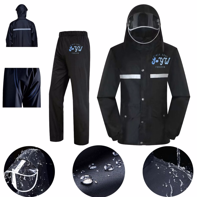 Outdoor Hooded Raincoat Set with Transparent Cover MOQ 10