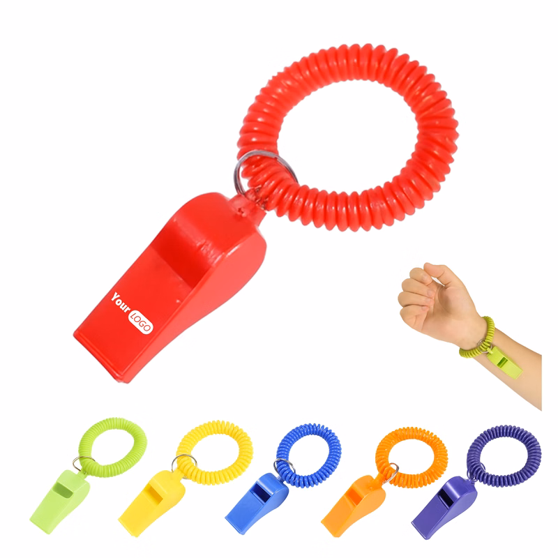 Coiled Wrist Whistle with Keyring
