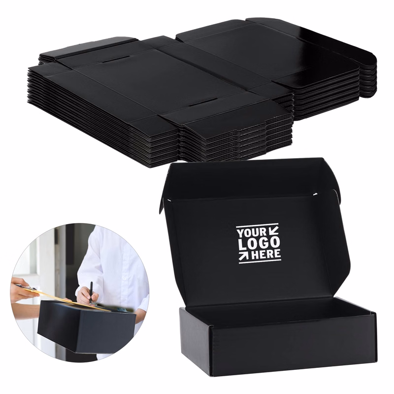 Small 7x5x2 Inches Cardboard Corrugated Mailer Black Gift Box for Shipping Packaging