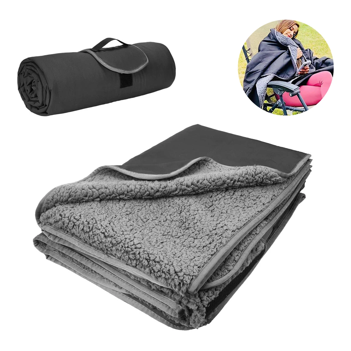 Portable Foldable Outdoor Camping Fleece Blanket 1