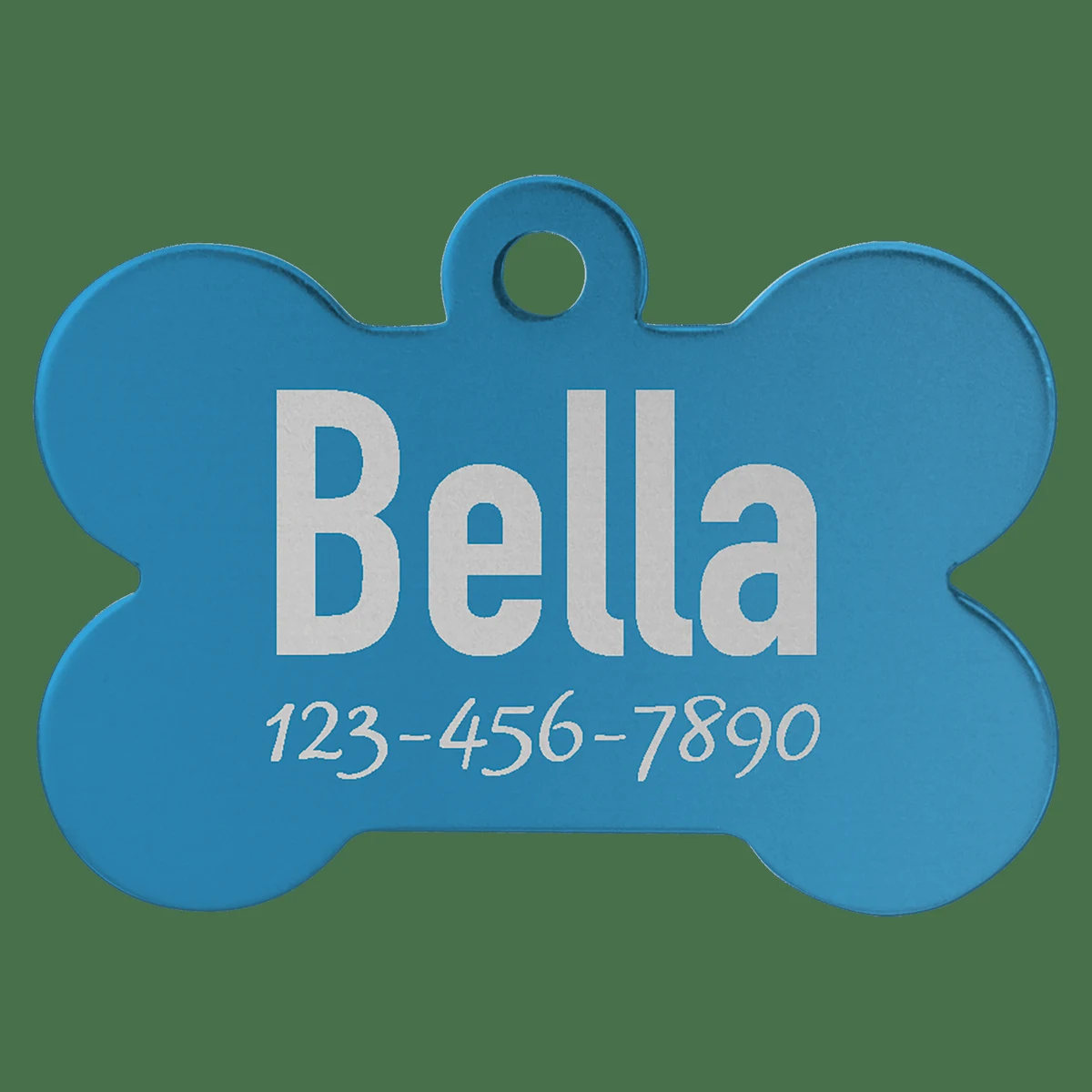 1 1/4" x 3/4" Blue Anodized Aluminum Bone Pet Tag 1