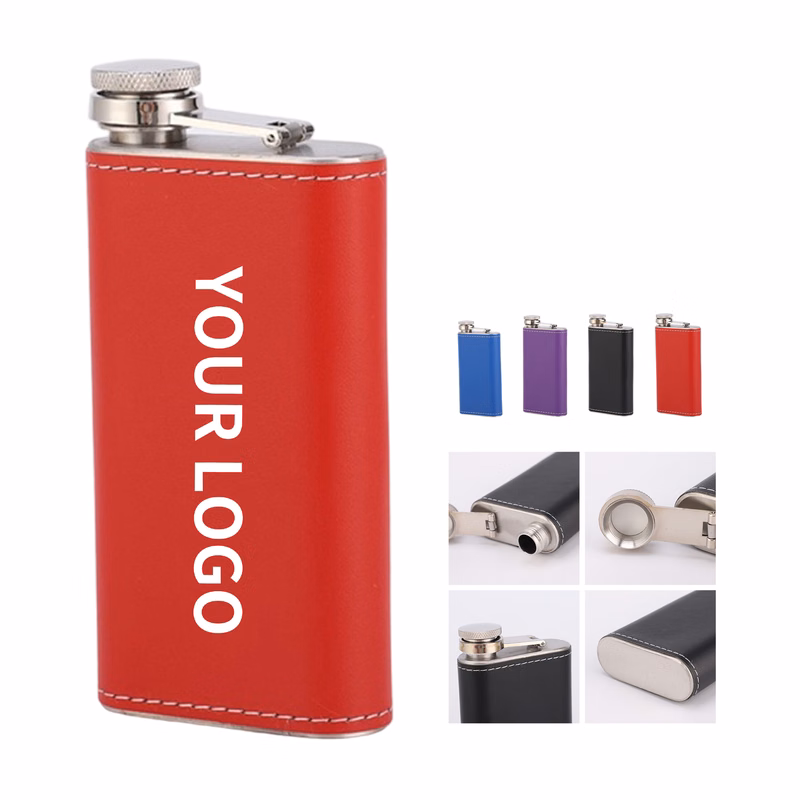 Stainless Steel Hip Vessel With PU Wrap 5 Ounce Capacity