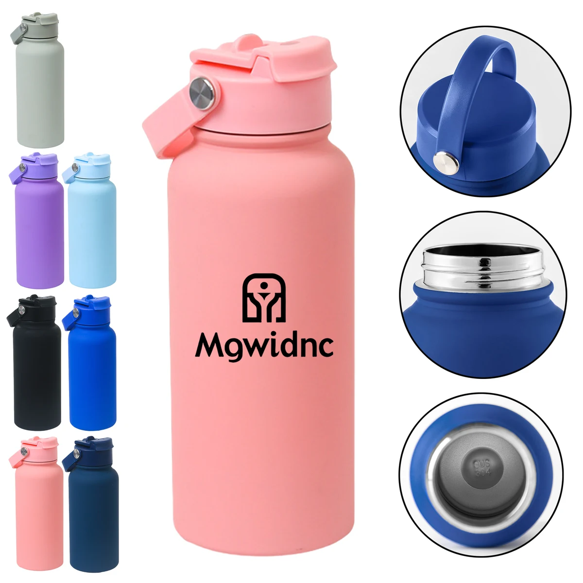 600ml Matte Morandi Silicone Base Space Bottle with Handle, custom water bottle with logo imprint 1