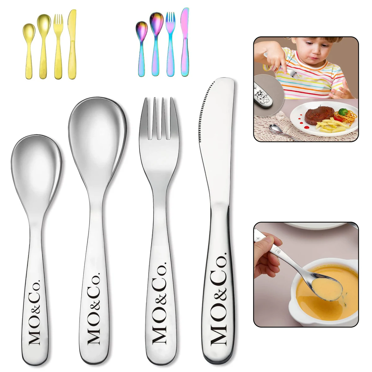Utensils 4 Pieces Stainless Steel Kids Silverware Set 1