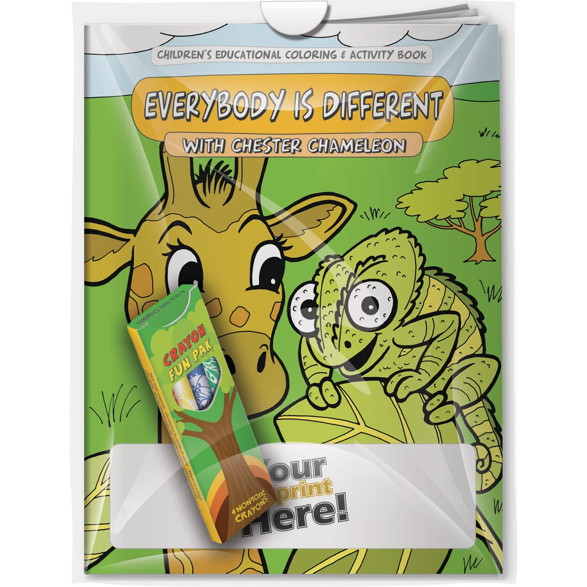 Combo Pack - CB1046 Coloring Book & 4-Pack of Crayons (Imprinted) in a Poly Bag 1