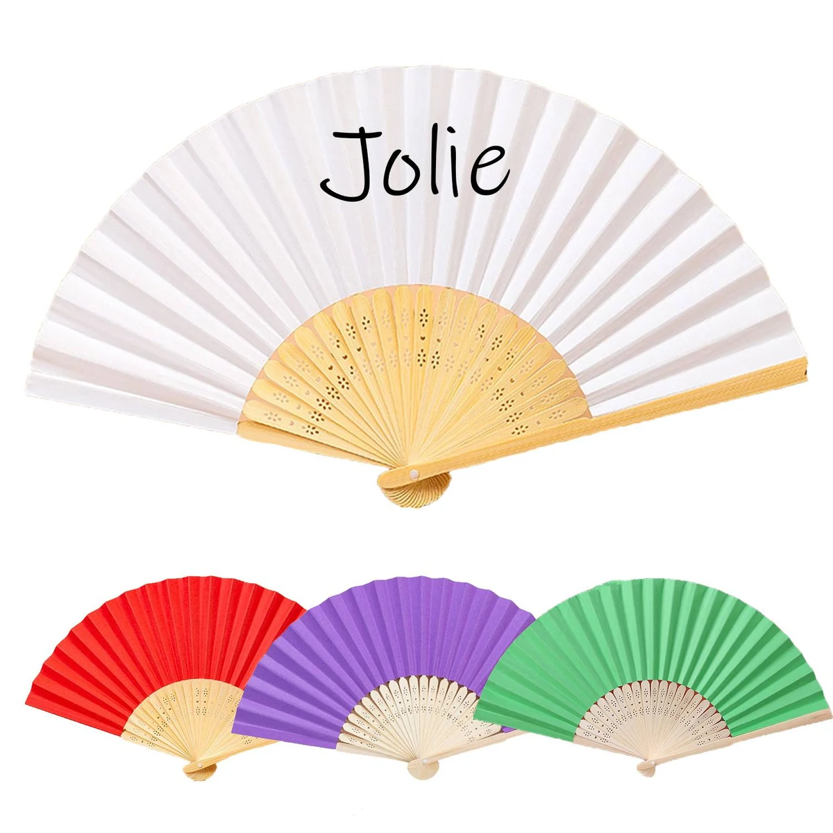 Multicolor Bamboo Folding Paper Fan 1