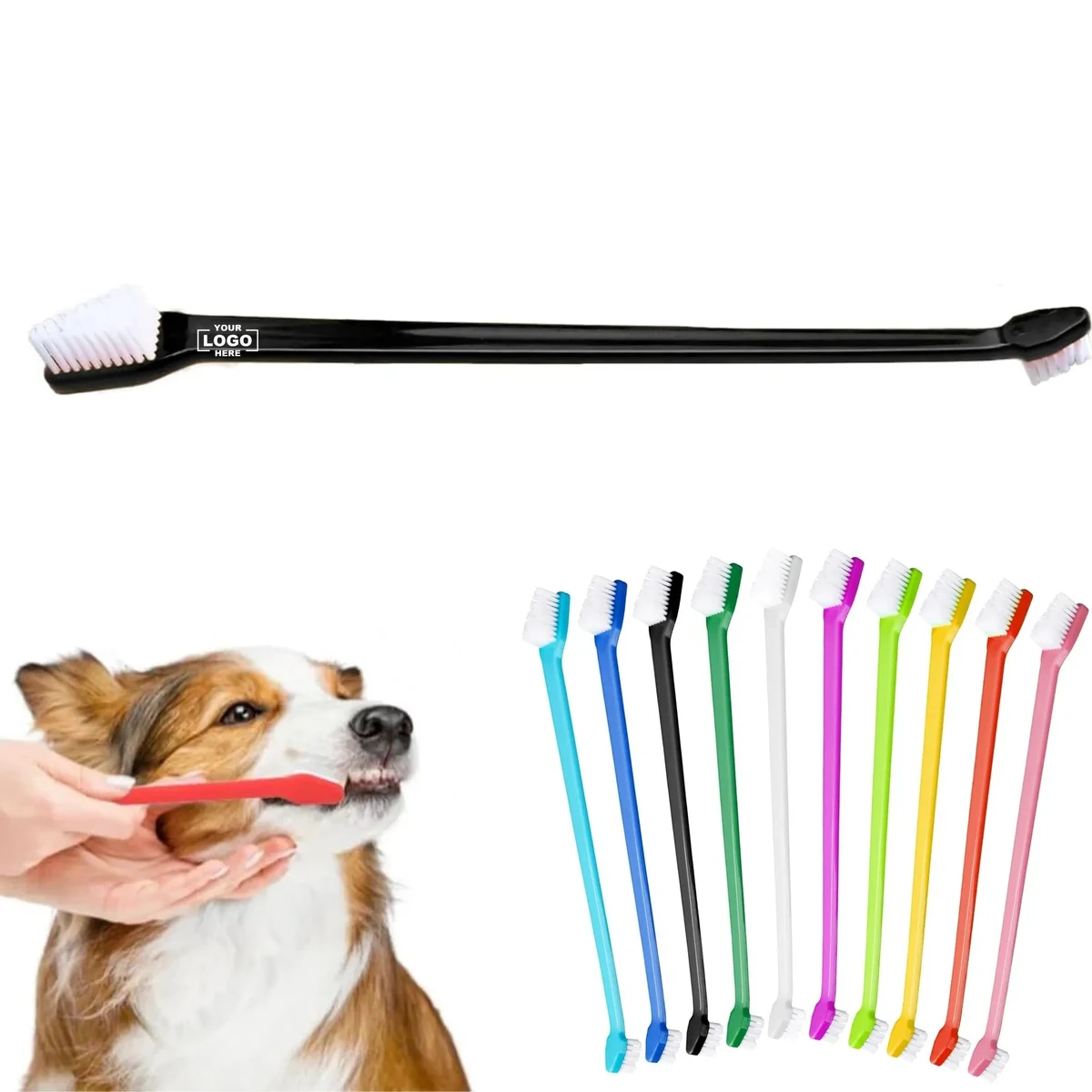 Double-Ended Toothbrush With Handle For Pets 1
