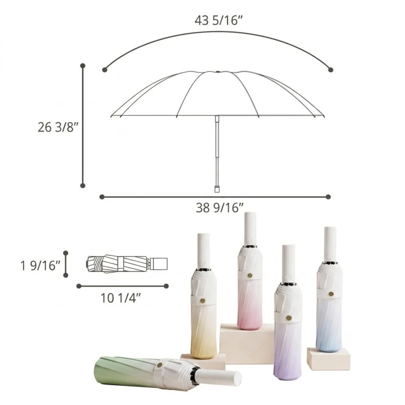 3-Fold 8-Rib Manual Gradient Umbrella 1