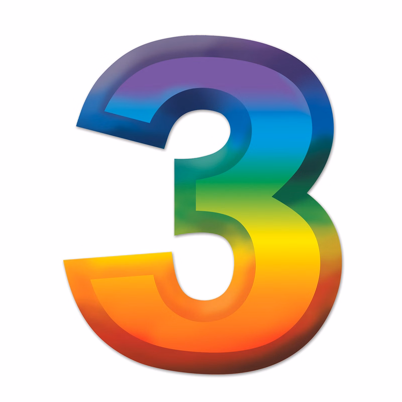Multi Color Plastic 3-D Number