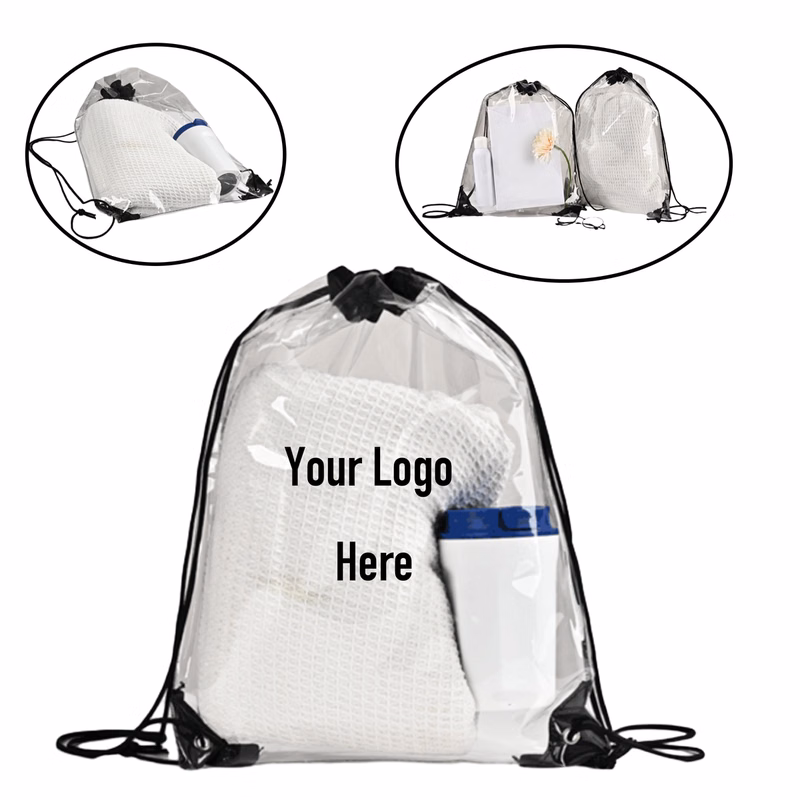 Waterproof Transparent Plastic Backpack Drawstring Bag