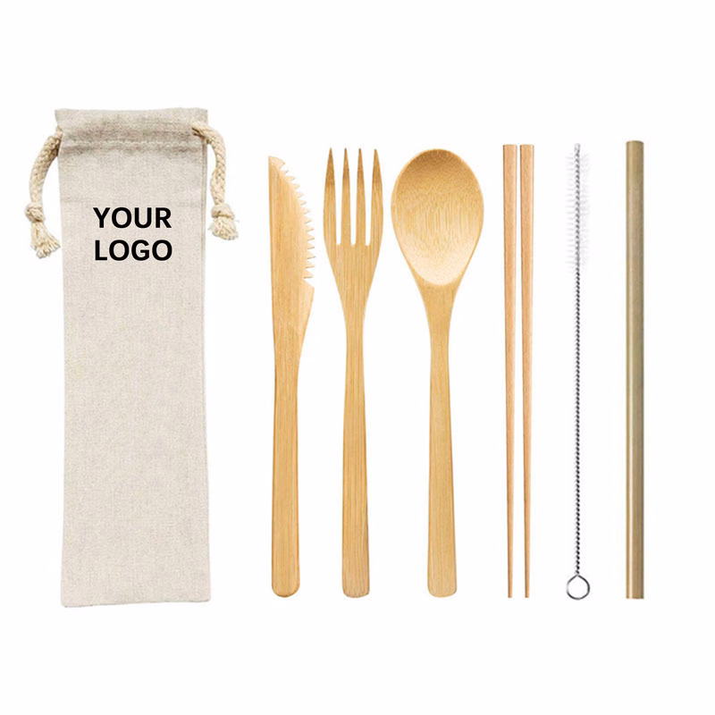Bamboo Tableware Six Piece Travel Set 9.5" x 2.8"