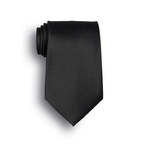 Black Polyester Satin Tie 1