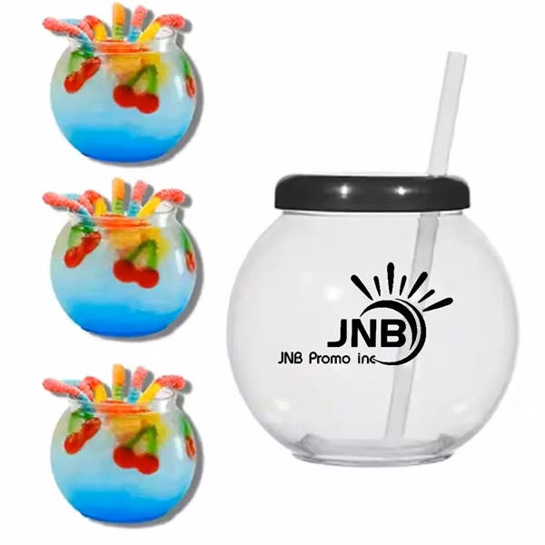 20-Ounce Fish Bowl Cup with Straw