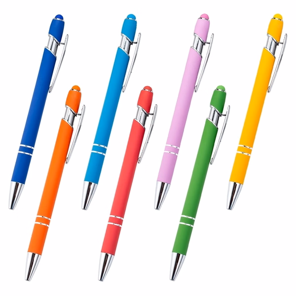Custom Soft-Touch Silicone Stylus Ballpoint Pen — 2-in-1 Touchscreen Pen