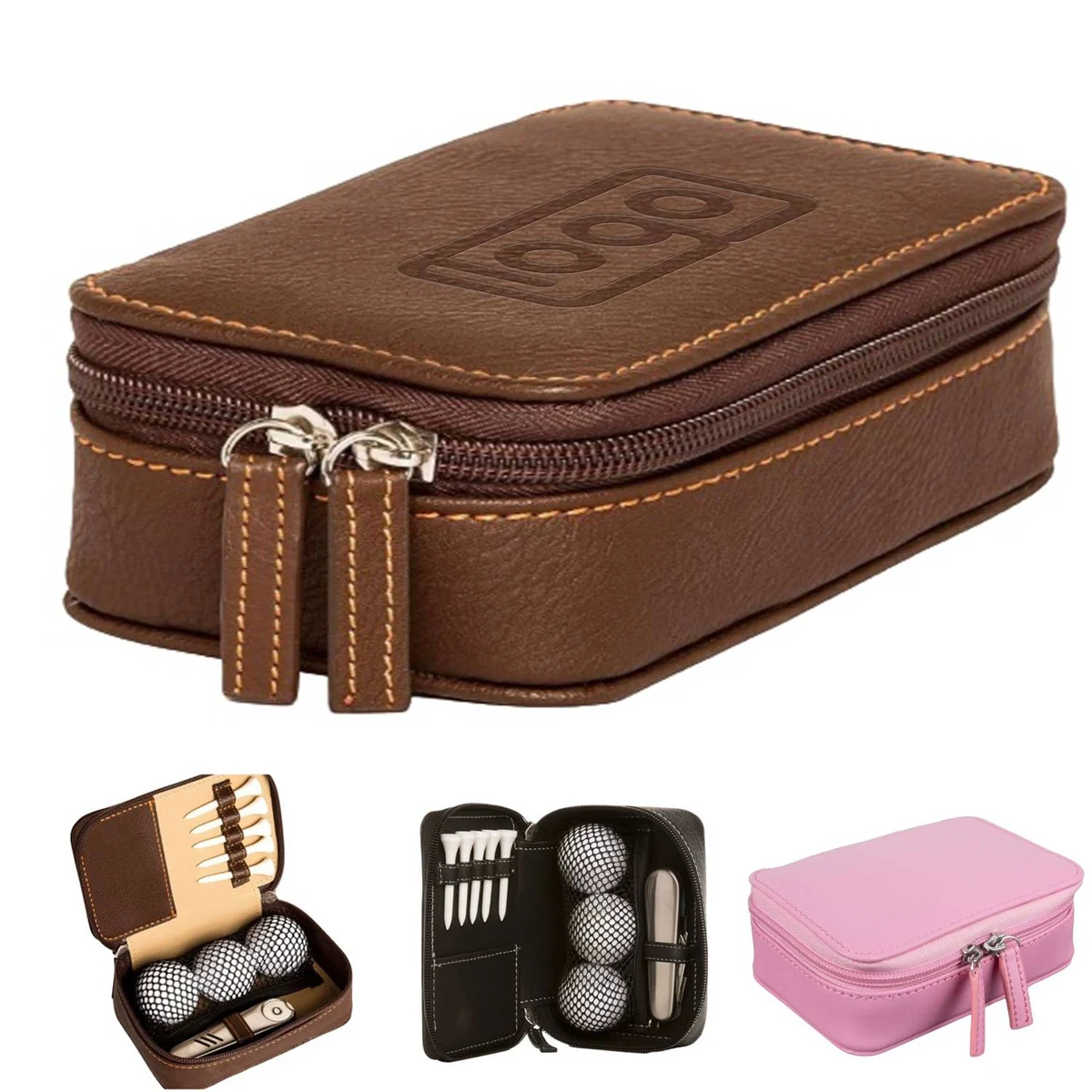 Genuine Leather Golf Ball Accessory Storage Bag 1