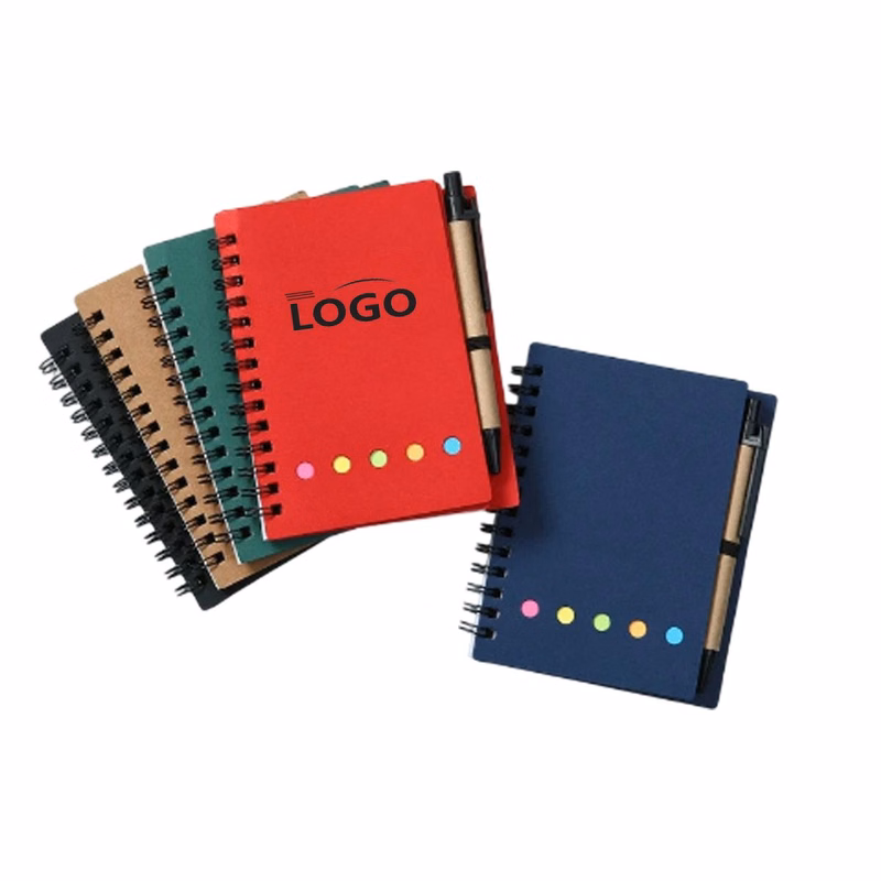 Spiral Notebook with Sticky Notes and Pen Set