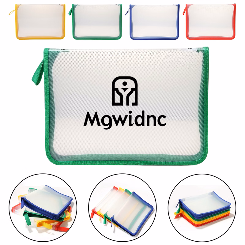 A4 Clear Twill PP Zipper File Folder, Large Capacity