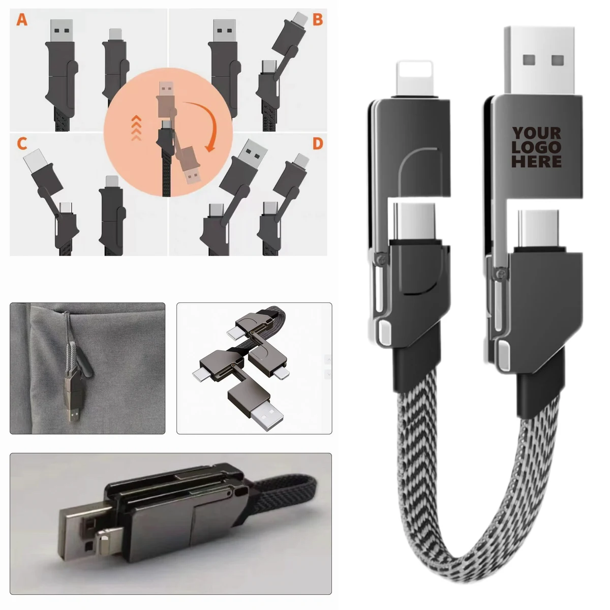 60W 6-Function Integrated Quick Charging Cable 1