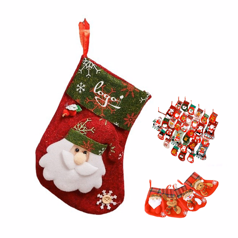 6.3in Mini Christmas Stocking Gift Bag Candy Holder Decor