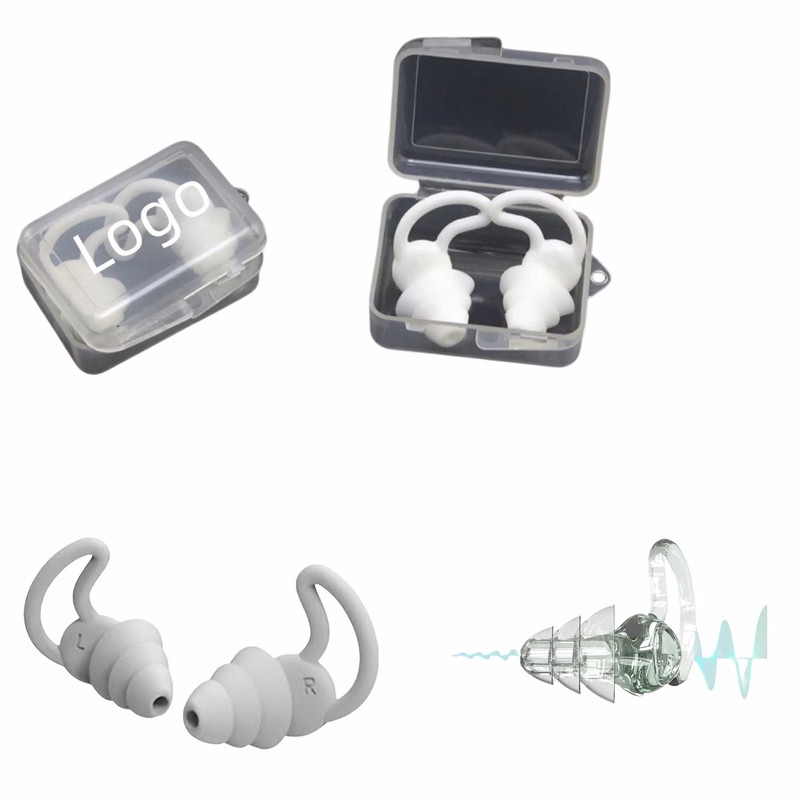 Silicone Noise Cancelling Earplugs and Clear Clip Case