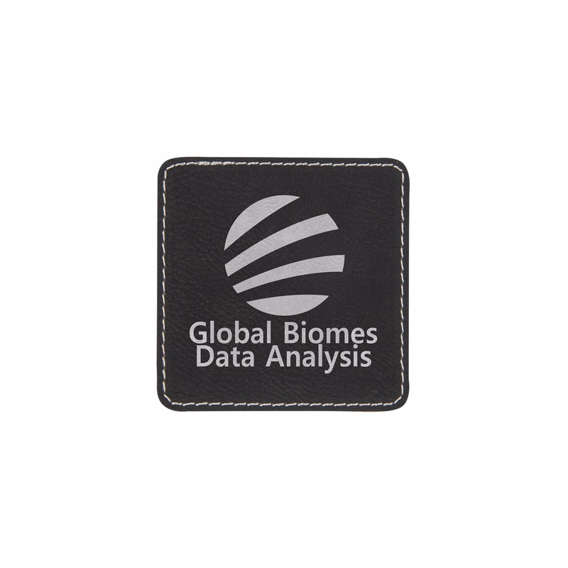 3" Black/Silver Leatherette Square Patch with Adhesive