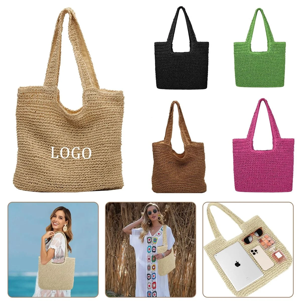 Women Large Straw Beach Bag 1