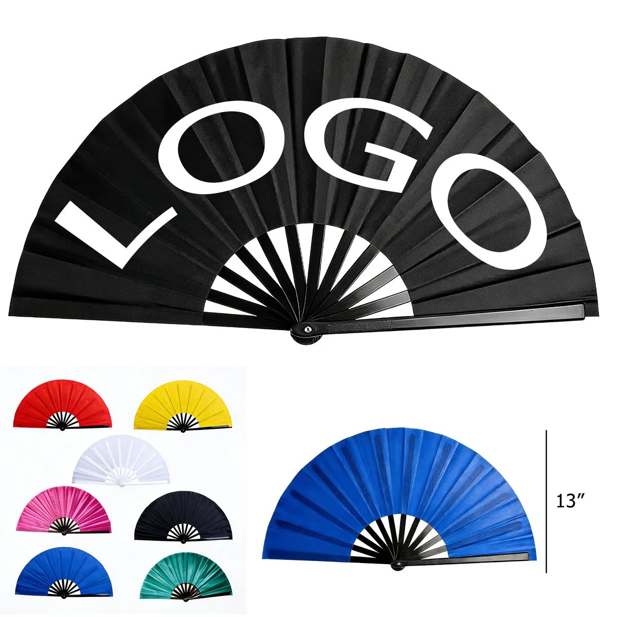 13 in Folding Fabric Hand Fan 1