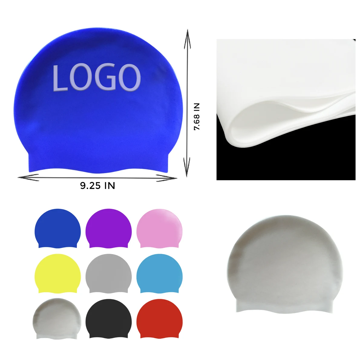 MOQ 50 PCS Water - tight Silicone Swimming Cap 1