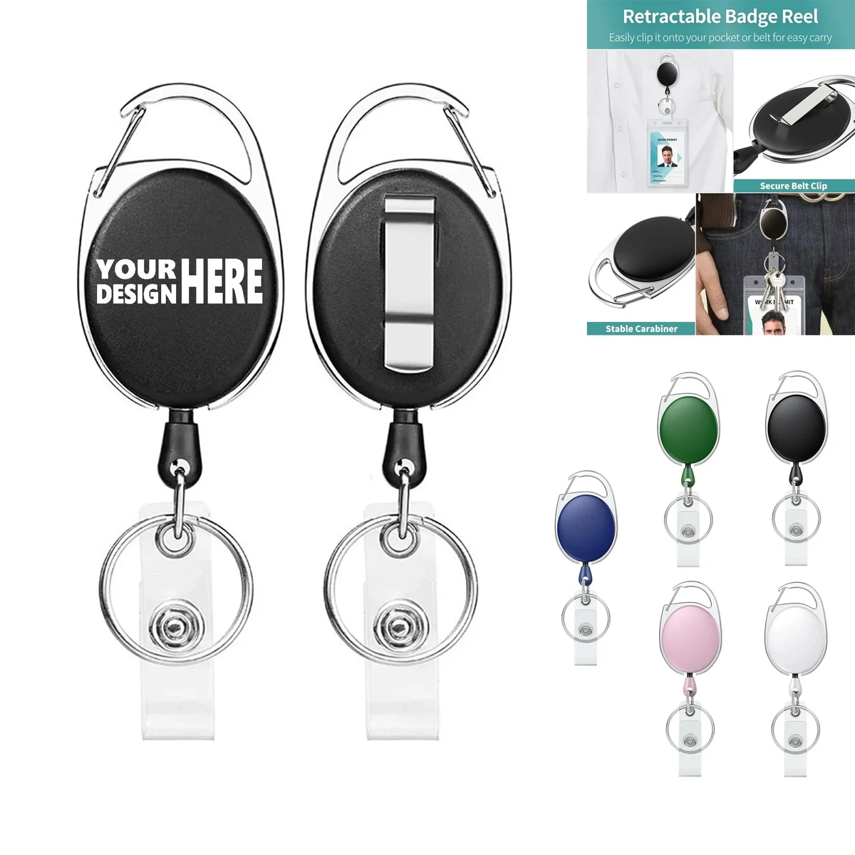 Retractable Badge Reel for Holder Keychain 1