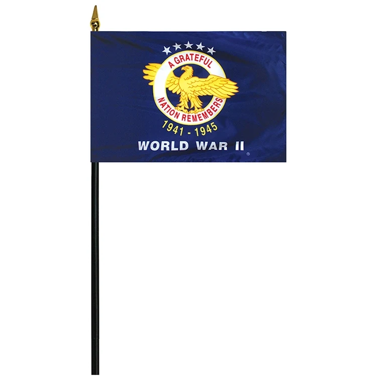 World War II 4" x 6" Stick Mounted Rayon Flag 1