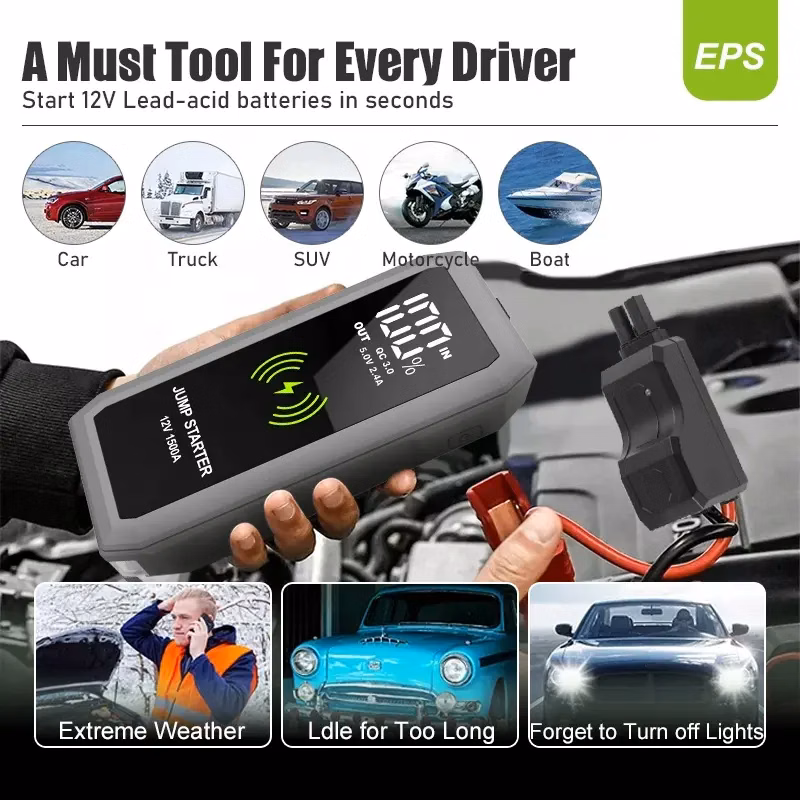 Car Jump Starter Power Bank With Intelligent LCD Display