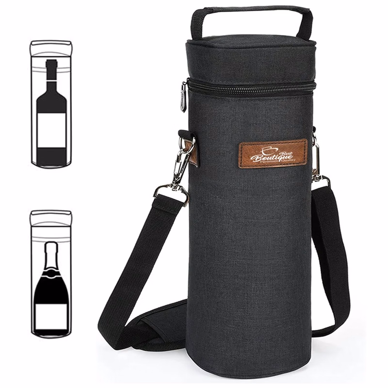Single Bottle Insulated Wine Travel Tote Carrier Bag