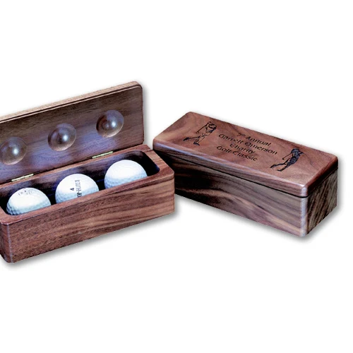 3 Ball Wood Golf Box, 7 x 2 3/4 x 2 1/4" 1