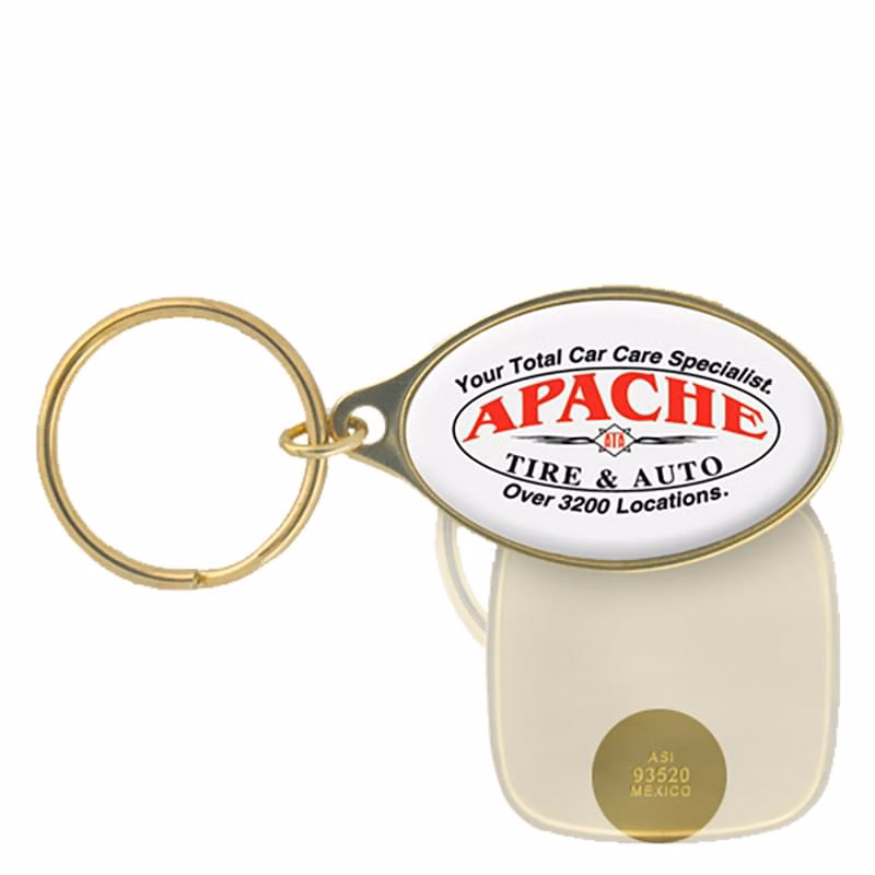 Keychain - Oval Solid Brass Domed Keytag (1 1/4"x2")