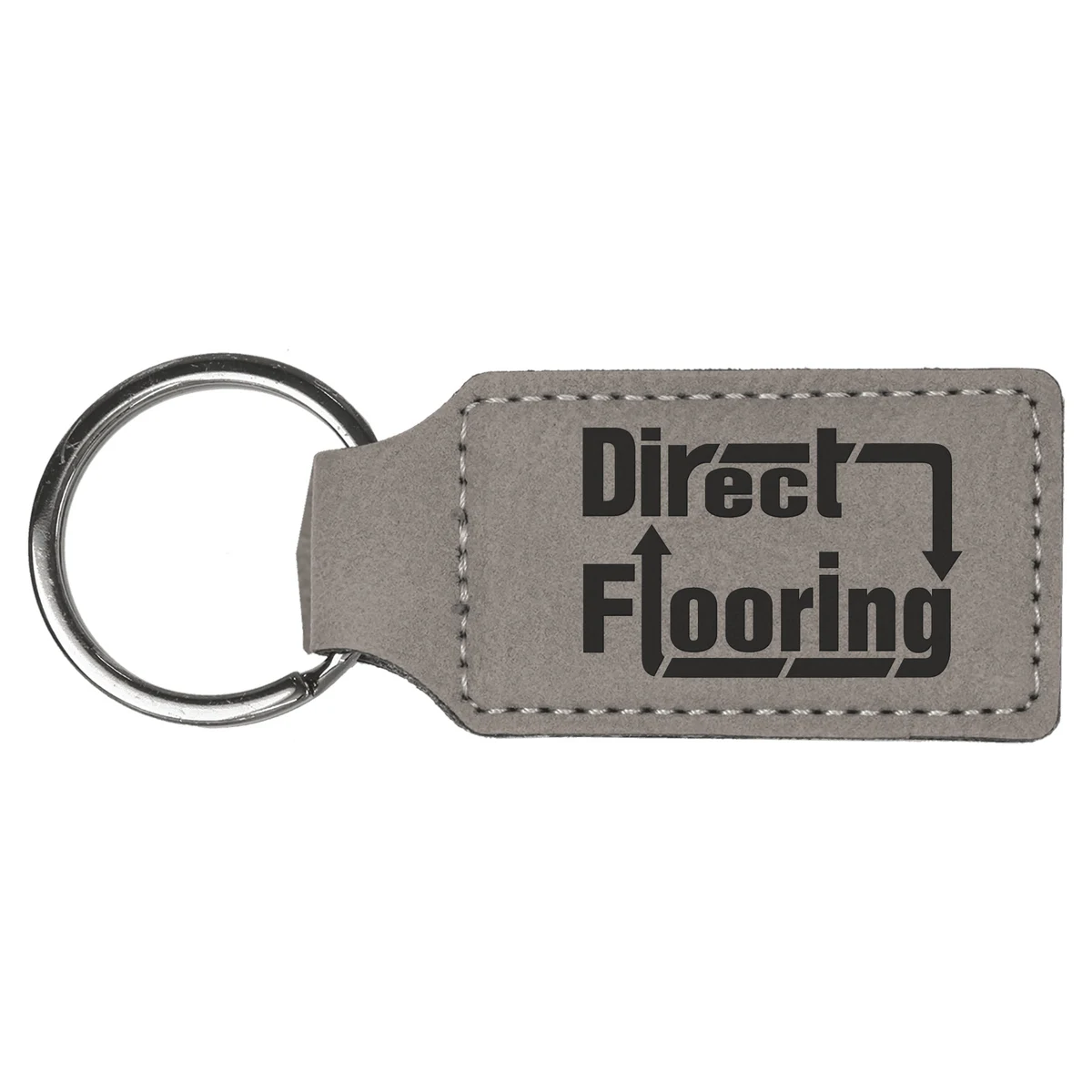 Gray Leatherette Rectangle Keychain 1