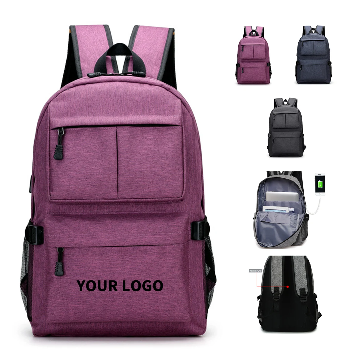 Oxford Laptop Backpack With External USB Port 20" Length X 11.8" Width X 6.3" Height 1