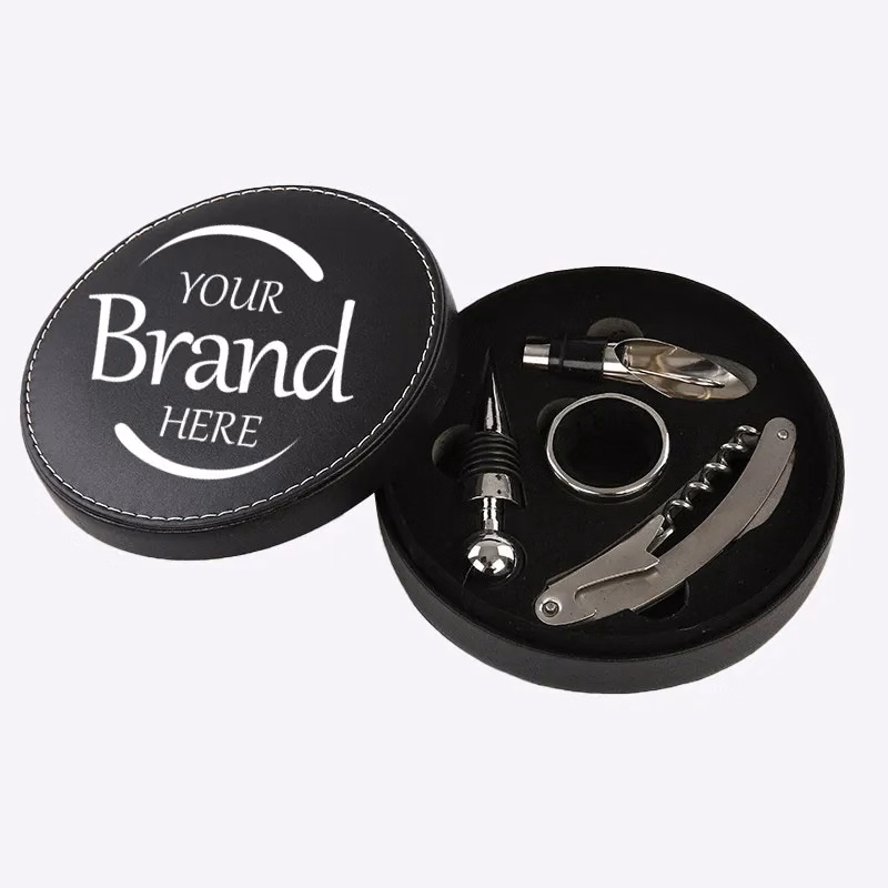 Leather Wine Opener Set Corkscrew Tool