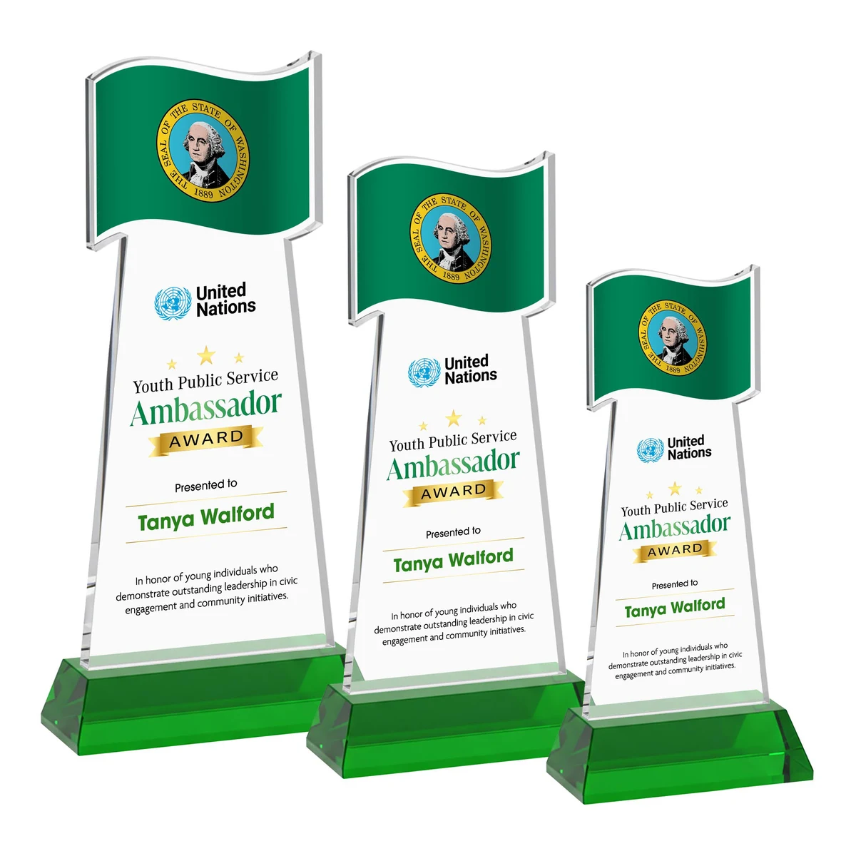 Flag VividPrint™ Award on Hartford Base - Green 1