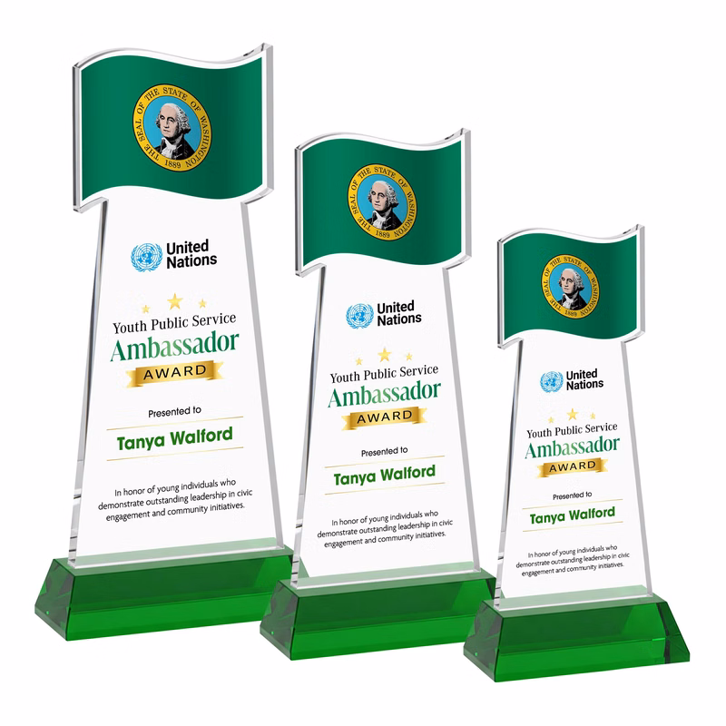 Flag VividPrint™ Award on Hartford Base - Green