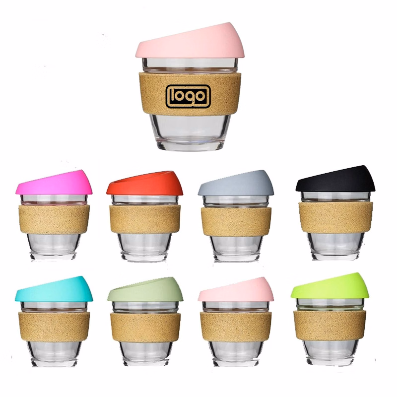 Reusable Glass Coffee Travel Mug with Lid