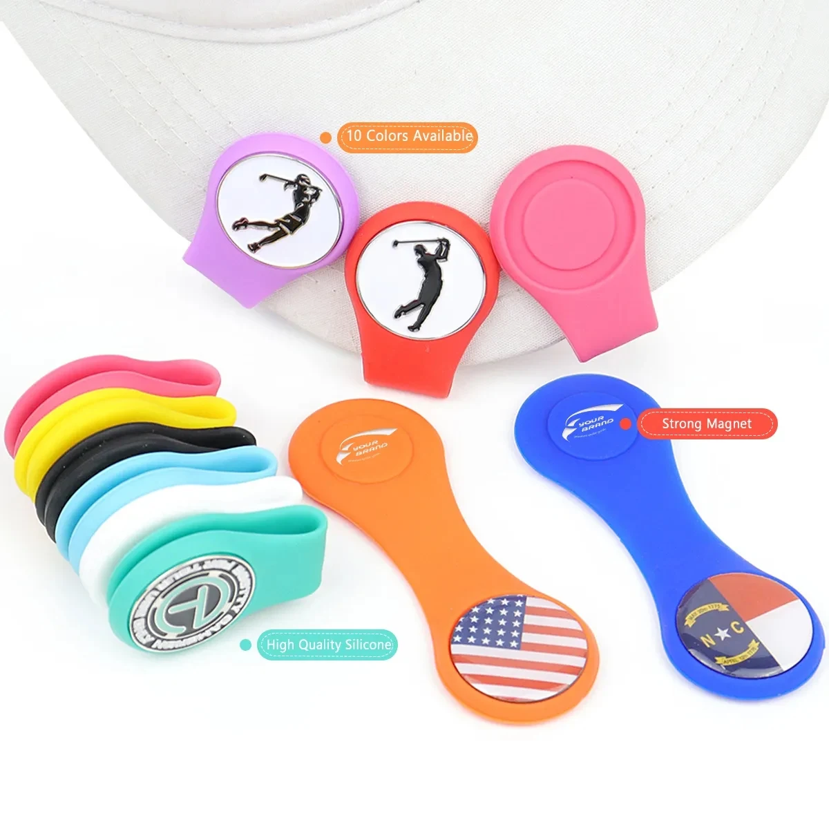 Personalized Golf Ball Marker with Silicone Hat Clip 1