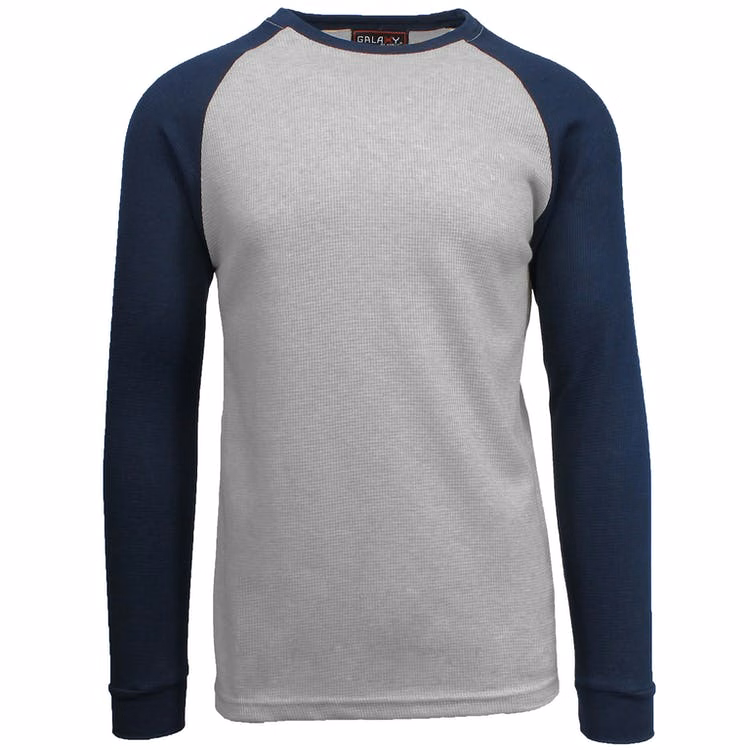 Men's Thermal Shirts - Heather Gray/Navy S-XL