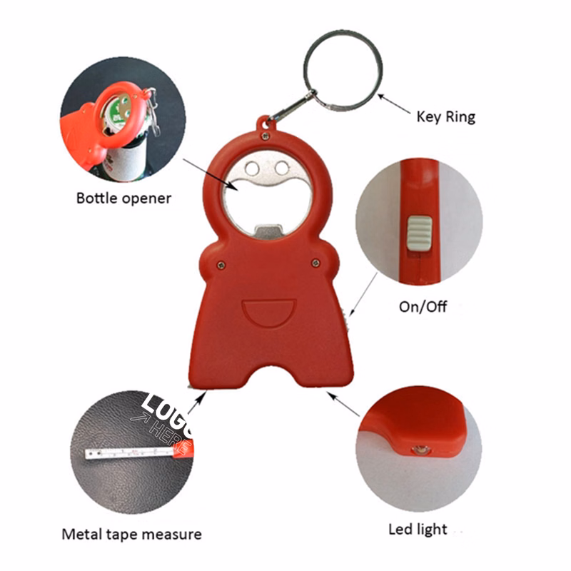 3-in-1 Bottle Opener Tape Measure Keychain With Light
