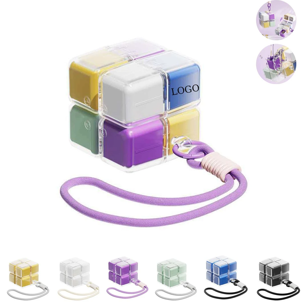 Magic Cube Pill Box with Lanyard 1