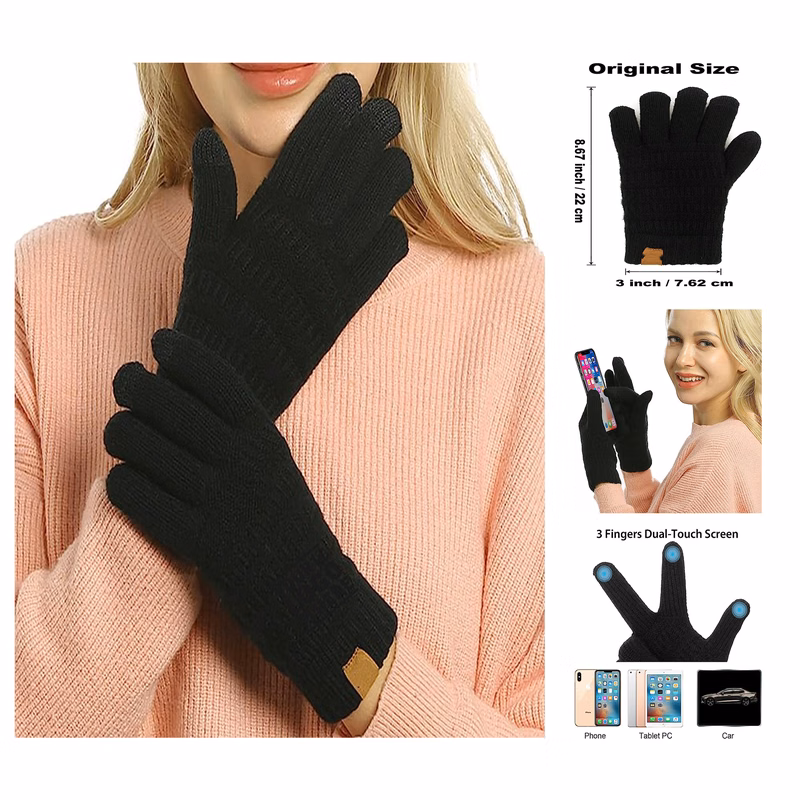 3 Fingers Dual-layer Touch Screen Texting Mitten Glove